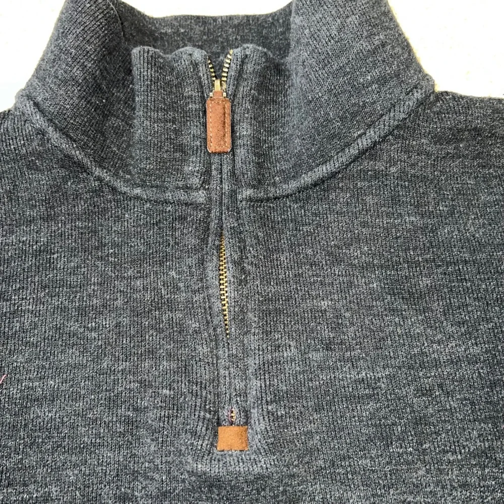Polo Ralph Lauren Estate-Rib Mockneck 1/4 Zip Pullover Dark Heather Gray Size XL